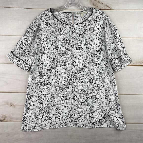 41 Hawthorn Top Womens XL Black White Speckled Flowy Short Sleeve Classic Artsy - Picture 1 of 10